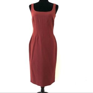Dolce Gabbana Dress Sheath Brown Wool Fitted Stays